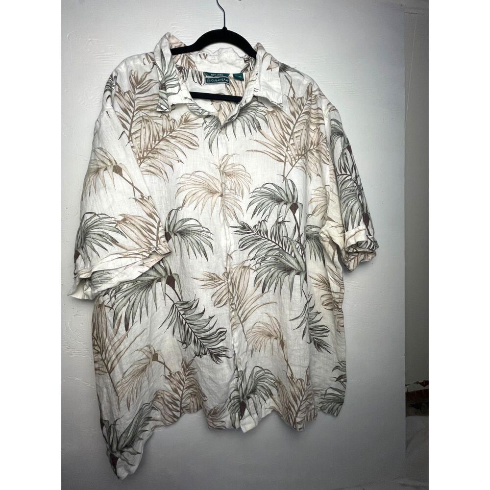 Cubavera Linen Shirt Men’s 3X Slim Fit White Luxury Vacation Shirt